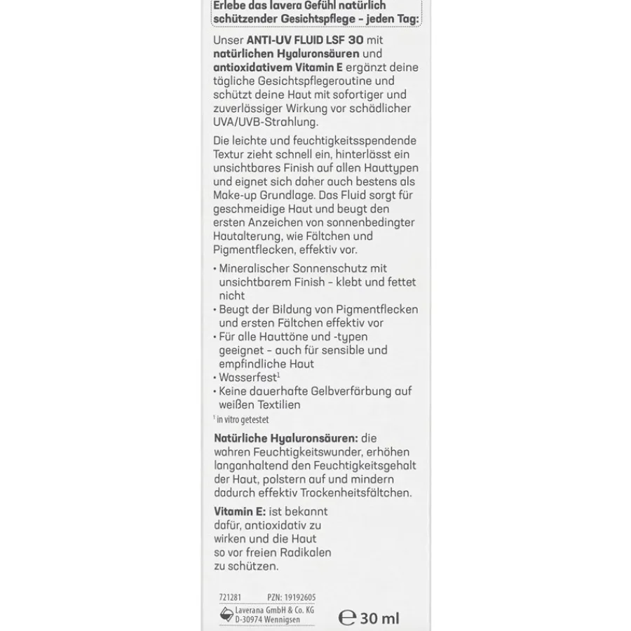 Gezichtsverzorging|Gezichtscrème^Lavera Anti-UV-vloeistof SPF 30