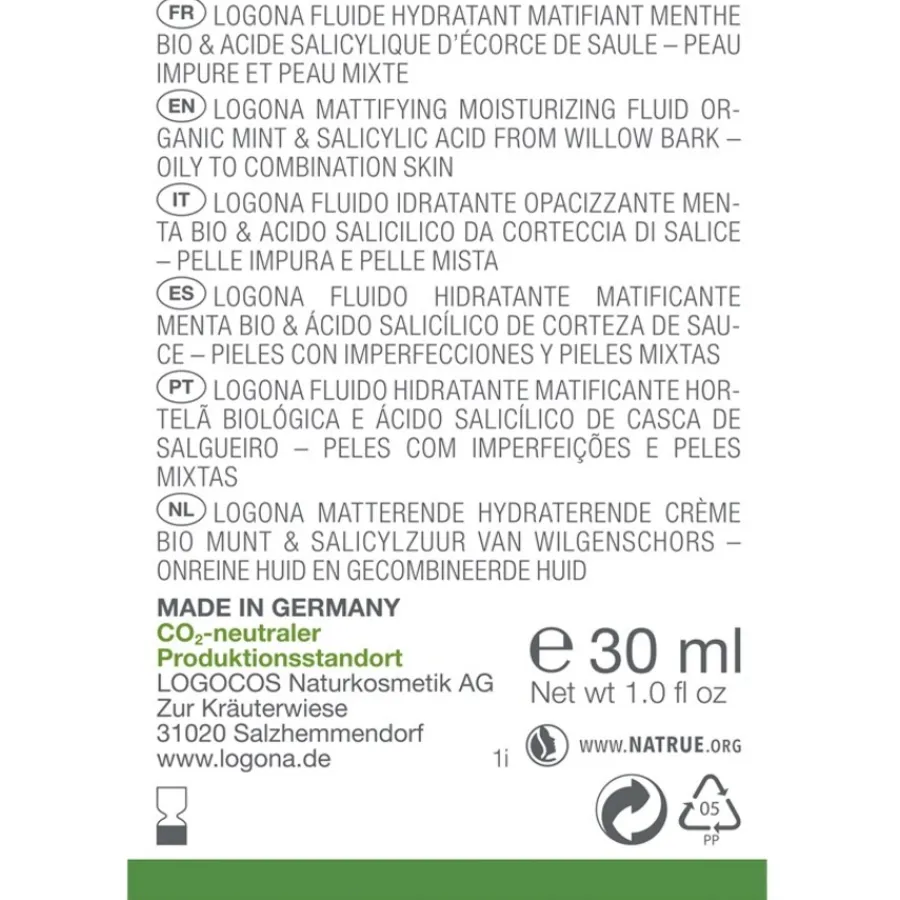 Gezichtsverzorging^Logona Biologische munt & salicylzuur uit wilgenbast, biologische munt & salicylzuur van wilgenbast