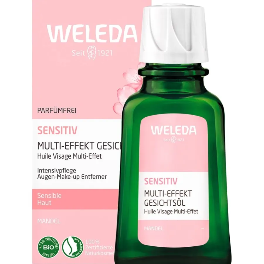 Gezichtsverzorging|Dagverzorging^WELEDA Gezichtsolie voor gevoelige huid Amandel, Natuurlijke, geurvrije olie met 3 ingrediënten voor een gekalmeerde huid en het verwijderen van oogmake-up