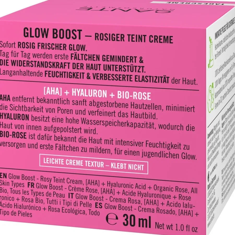Gezichtsverzorging|Dagcrème^Sante Naturkosmetik Gloed Boost teintcrème, AHA, hyaluronzuur & organische roos