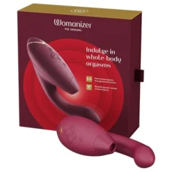 Vibrators|Condooms^Womanizer Luxe dubbele stimulator met Pleasure Air-technologie voor de clitoris en vibratie voor de G-Spot, Boradeaux