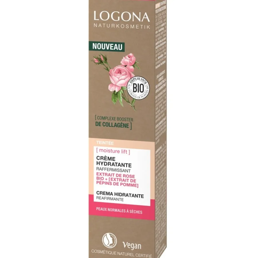 Gezichtsverzorging|Gezichtscrème^Logona Moisture Lift Verstevigende Getinte Moisturizer, Biologisch roosextract en appelzaadextract