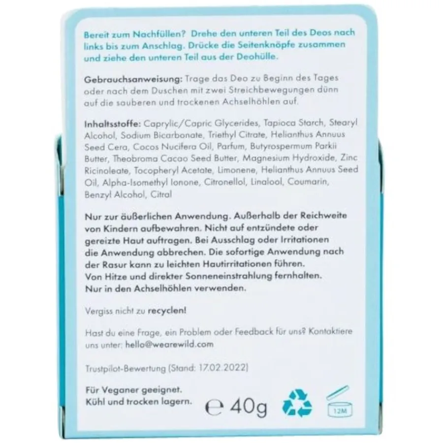 Deodorant^Wild Navulling Vers Katoen