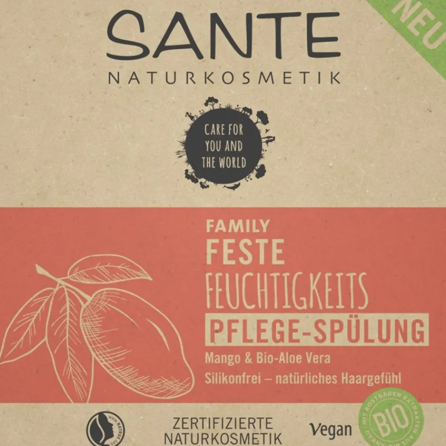 Droog Haar^Sante Naturkosmetik Vaste vochtinbrengende conditioner, Mango & biologische aloë vera