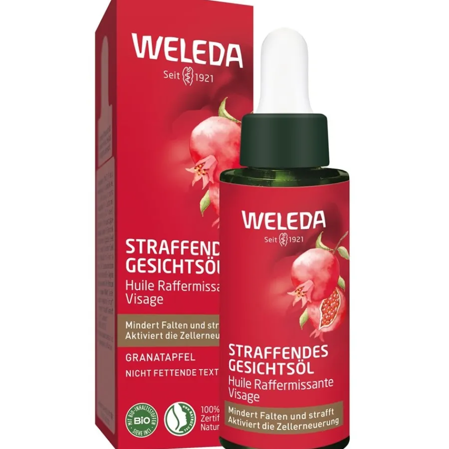 Gezichtsolie^WELEDA Verstevigende gezichtsolie granaatappel, Vermindert lijntjes en rimpels. Verstevigt en voedt intensief