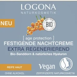 Nachtcrème|Antirimpelcrème^Logona Verstevigende nachtcrème, Leeftijdsbescherming